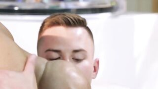 Bald mature stretches twink's virgin hole with thick cock