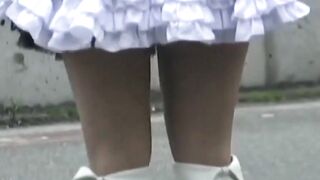Short skirt brunette stars in a Japanese hidden camera