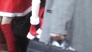 Short skirt brunette stars in a Japanese hidden camera