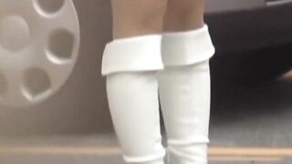 Short skirt brunette stars in a Japanese hidden camera