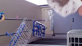 Asian women lift their panties to pee before a hidden camera