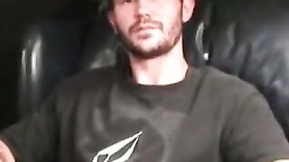 Stud tugs huge dick passionately after interview