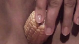 Redhead German BBW Fucks a Corn Cob