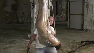 Roped up Ariel Black wrapped and whipped in SM session