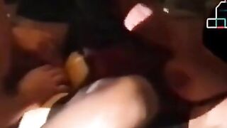 Gangbang in Adult Cinema: Big Tits Amateur Creampied by Many