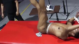 DaddyBondageBoy.com - Captive RT tied up on table with legs up