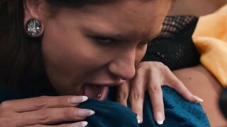 Caught my TS stepsis licking our MILF stepmoms pussy