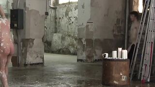 BoyDungeon.com - Blond young dude gets cleaned and dominated by two kinky guys