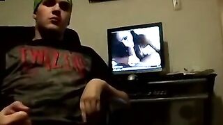 Eager straight guy works cock till cum spurts out