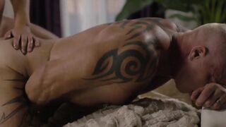 Tatted Des Irez devours stepdad Ryan Carters muscled ass