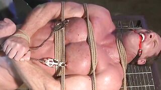 MuscleJockBound.com - Dire Callahan gags Derek Pain with clamped nipples