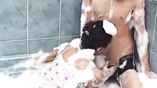 Skinny Latino twinks bareback and cum while showering Hoe 2