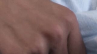 Twink Adrian strokes cock while grabbing his balls