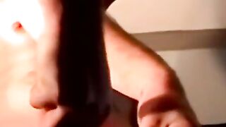 Bearded amateur strokes hairy cock to dripping climax
