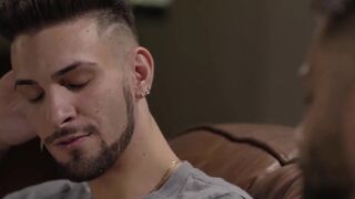 Liam Skye kneels and sucks stepdad Adam Ramzis powerful dick