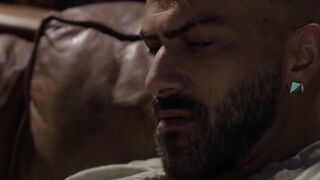 Liam Skye kneels and sucks stepdad Adam Ramzis powerful dick