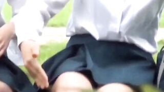 Pack of students clueless pervy lens films their outdoor pee