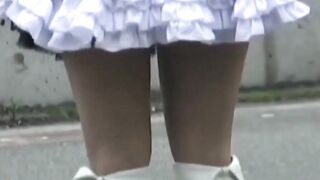 Mini skirt dark haired babe shines on Japanese covert cam