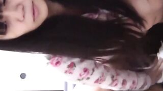 Babe collects her piss in a container and shows it to camera