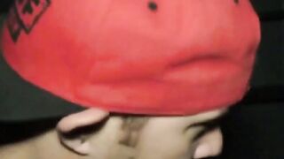 Jock in snapback deepthroats veiny shaft till he cums