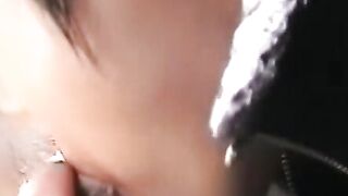 Japanese twinks making out hotly in car backseat
