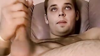 JoeSchmoeXXX.com - Twink plays with his big dick solo and unloads a huge cum load wit