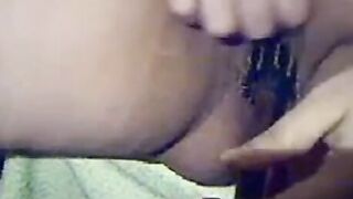 Spiky Hairy Brush Pleasures Pussy on Webcam