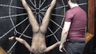 Kaden rams thick metal toy deep in captive's stretched hole