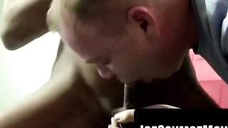 Brian breeds Blaze's throat with a thick bareback load