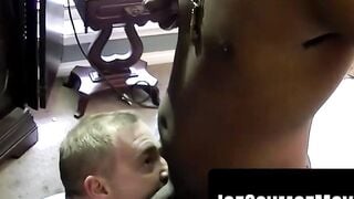 Brian breeds Blaze's throat with a thick bareback load