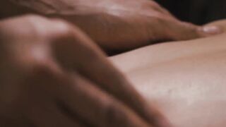 Eva Maxim spreads for Dillon Diazs thick cock on massage table