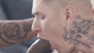 Zak Bishop wraps lips and gaping ass on Ray Diesels black rod