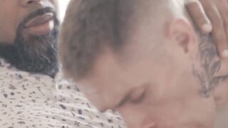 Zak Bishop wraps lips and gaping ass on Ray Diesels black rod