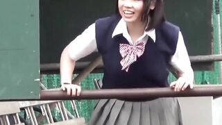 Japanese student teens romp and urinate in open outdoor fun
