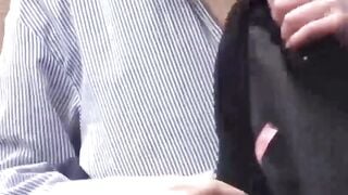 Hidden cam catches Japanese gals removing shirts to cool off