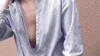 Hidden cam catches Japanese gals removing shirts to cool off
