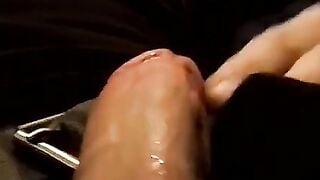 Tattooed dude puffs cigars while jerking slowly