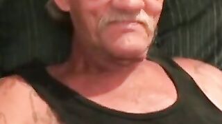 Older stud jerks to orgasm after the interview