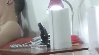 Latino Gerard fingers his hole while tugging his thick cock