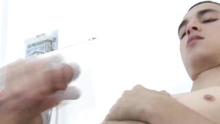 Latino Gerard fingers his hole while tugging his thick cock