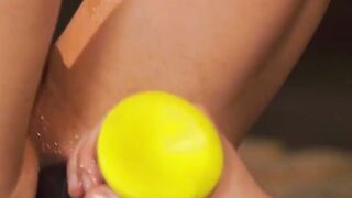 Jesse Evans' hole wrecked by dildo then master's cock