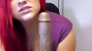 BBW Webcam Girl Deepthroats BBC Dildo