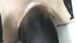 Big-Titted MILF Fucks Huge Black Dildo On Webcam