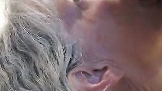 Grey-Haired Granny's Blowjob and Cum-Filled Mouth