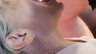 Grey-Haired Granny's Blowjob and Cum-Filled Mouth
