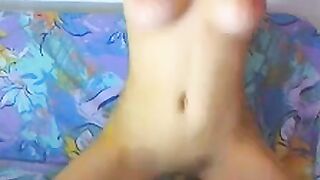 Petite Romanian with Big Tits Rides Dildo on Webcam