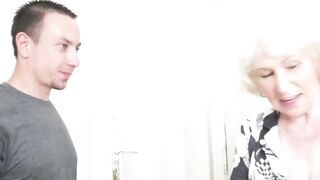 Handyman fixes Norma Bs dishwasher then fills her hairy cunt