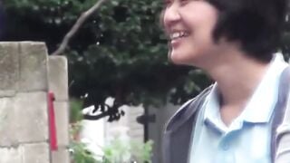 Bad Japanese students pee outdoors strolling school to home