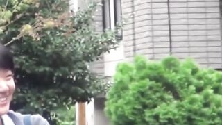 Bad Japanese students pee outdoors strolling school to home