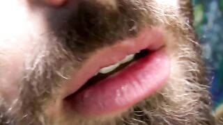 Bearded William Crown squirts cum across his furry torso